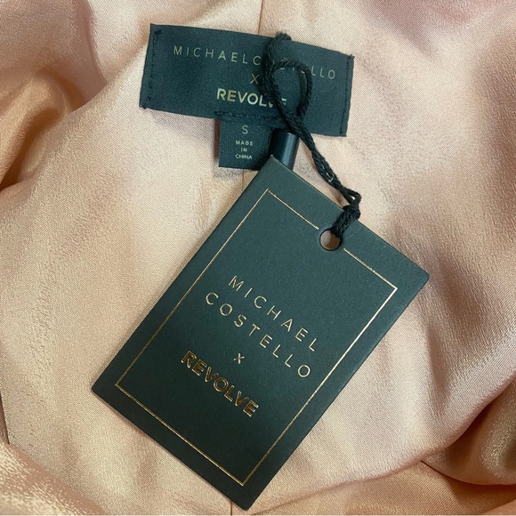 Michael Costello x Revolve Millie Gown dress Blush pink Halter maxi slip Flaw S - Picture 10 of 10